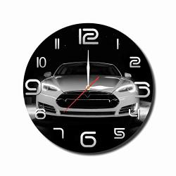Art Time Production Tesla Model S 11" Handmade Wall Clock - Get Unique D Cor For Home Or Office - Best Gift Ideas For Kids