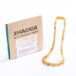 Raw Baltic Amber Teething Necklace For Baby Lemon Raw 11 Inches - Unpolished