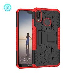 Huawei P20 Lite Case Valenth Tough Dual Layer Rugged Protective Cover Kickstand For Huawei P20 Lite-red