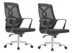 Office Chairs - Mesh Swivel - 2 Pack - Black Colour