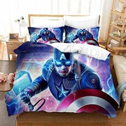 Trduast Captain America Duvet Cover Set Full Size 3PCS Avengers Bedding Set For Kids Boys Girls Teens 1 Duvet Cover + 2 Pillowcase