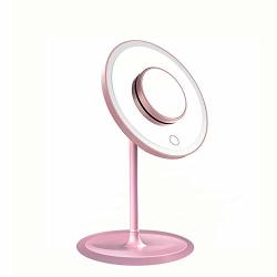 Lighted Makeup Mirror Meiq Professional Cosmetic Mirror With Stand 7.24INCH LED Vanity Mirror Touch Sensor Switch And 3 Colors Dimmable Light 90ROTATION With MINI Magnifying Mirror