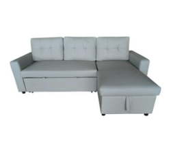 Sleeper Couch Sofa Bed With Storage Corner Sofa - Pu Grey