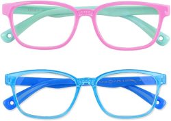 TV Computer Gaming Glasses for Age 3-12 UV Protection Anti Blue Glasses with Case Transparent Blue+Black Dapaser 2 Pack Kids Blue Light Glasses Boys Girls 