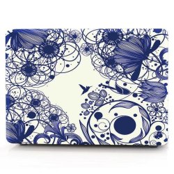 Blue Line Flower Macbook Case - Air 13 New 2018 Modelprotective Hard Case
