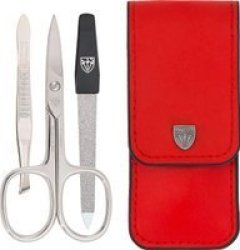 Kellermann Manicure Set Genuine Leather Premium Red L 56774 P N - 3 Piece