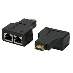 Huele 2 Pcs 30M HDMI To Dual RJ45 Network Extender Adapter By Cat 5E 6 1080P For Hdtv Hdpc PS3 Stb