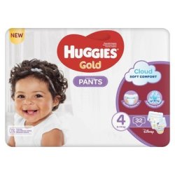 Huggies Gold Pants Size 4 Carry Pack 9-14KG 32 Nappies