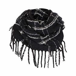 Fheaven Womens Fashion Winter Keep Warm Shawls Scarves Scarf Plaid Printed Tassel Scarfs Black