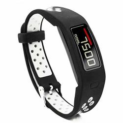 T-bluer Compatible For Garmin Vivofit 2 Strap Silicone Colorful Replacement Wristband Bracelet Accessory For Garmin Vivofit 2 Fitness Band Small Large Black White No Tracker Included