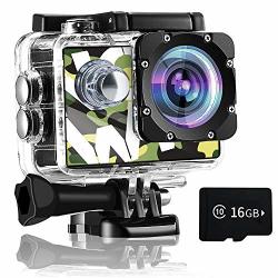 4K Gnolkee Wifi Action Camera 16GB Tf Card 16MP Underwater Video Camera 170 Wide Angle Sports Cam With Remote 2 Batteries 24 Accessories Mounting Kit - 20 Pack