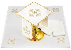 Altar Linen Set - Gold & Silver Budded Cross - 100% Polyester