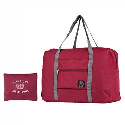 Travel Foldable Duffel Bag For Women & Men Lightweight Waterproof Carry-on Bag Travel Luggage For Sports Gym Travel Tote Luggage Bag Wine Red