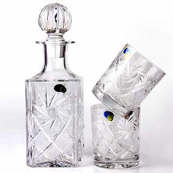 Crystal Whiskey Glass & Decanter Set Of 3