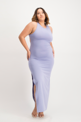 Melanie Open Back Maxi Dress With Slit - Persian Violet - XL