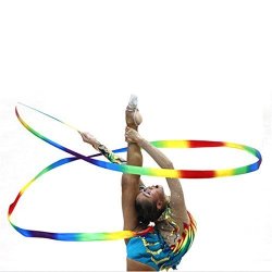 Lecimo Dancing Ribbon Streamer Dance Baton Gym Rhythmic Ribbons With Wand Art Artistic Gymnastics Ballet
