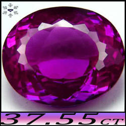 37.55ct Reddish Vivid Purple Lab Sapphire Vvs - Dazzling Faceted Oval Synthetic Corundum