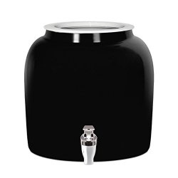 Brio Solid Porcelain Ceramic Water Dispenser Crock With Faucet - Lead Free Black