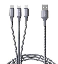 Romoss 3 In Lightning Charger With Micro USB And Type C To USB Cable Space Grey 1M