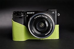 Handmade Premium Genuine Camera Half Leather Case Bag Cover For Sony A6000 - Green