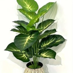 Large Artificial Tropical Leaf Plant - Faux Green Pothos Perfect For Indoor outdoor Decor Living Room Office Greenery & Summer Wedding Parties Pot Not Included