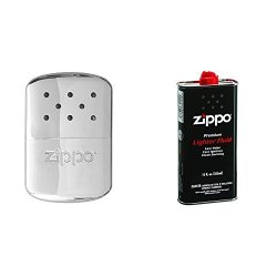 Zippo Hand Warmer 12-HOUR - Chrome Silver With Lighter Fluid 12 Oz.