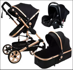 Baby Stroller 3 In 1 Portable Baby Carriage Black
