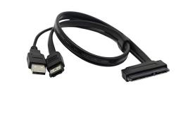 SinLoon 2.5" Hard Disk Drive Sata 22PIN To Esata Data USB Powered Cable Adapter For Optimized For SSD Support Uasp Sata Iiiec-sshd Black