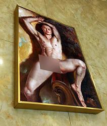 Art Prints Male Nude Painting Framed Canvas Transfer From Original Oil Painting With Hand-painted Detail Handsome Men Gay Interest Giclee Canvas For Home Wall
