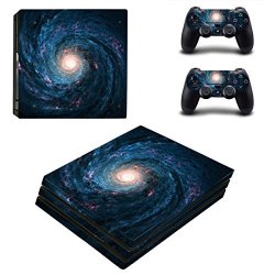Eseeking Full Body Protective Vinyl Skin Decal For PS4 Pro Console And 2PCS PS4 Pro Controller Skins Stickers Galaxy