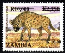 Zambia - 2013 Hyena K10 Overprint Mnh
