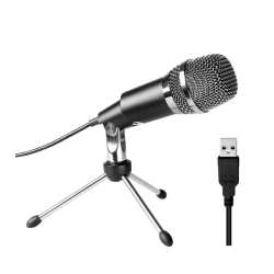 K668 Uni-directional USB Condensor Microphone With Tripod - Black