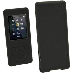 Igadgitz Black Silicone Skin Case Cover For Sony Walkman Nwz-e473 Nwz-e474 Nwz-e574 Nwz-e575 E Series Video Mp3 Player 4gb 8gb 16gb + Screen Protector