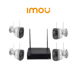 Imou 4 Channel Wireless Kit 1TB Hdd Colorvu Technology Human Detection 2 Way Audio & Siren - Full House - Standard Kit - 4 Junction Boxes - Hikvision 18" Monitor