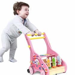 Atezch Kids Baby Walker Cart Wooden Baby Learning Walker Toddler Toy Stroller Push-pull Toy Walking Toys Ship From Us