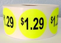 1 Roll Of 1000 1.5 Inch Round Bright Yellow $1.29 Retail Price Point Labels Stickers