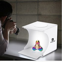 23CM PULUZ Mini Photo Studio Light Box PVC Photography Mini Shooting Tent Kit Portable Folding White Small Photo Light Box with 6 Color Backdrops for Small Item Display