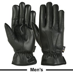 Mens Warm Winter Gloves Dress Gloves Thermal Lining Genuine Leather Black Medium