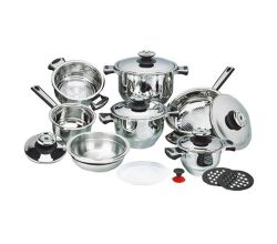 16 Piece Heavy Duty Induction Base Stainless Steel Cookware Set With Lids