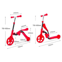 4AKID 2 In 1 Kids Scooter Bike - Red