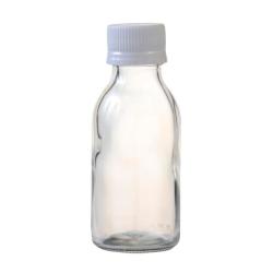 100ML Clear Glass Generic Bottle With Tamper Proof Cap - White 28 410