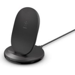 Belkin Boostcharge 15W Wireless Charging Stand With Wall Charger & Usb-c Cable Black - For All Smartphone Brands With Wireless Charging Capabilities