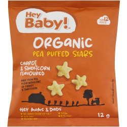 Hey Baby Hey Baby Organic Pea Puffs Carrot And Sweetcorn 12G