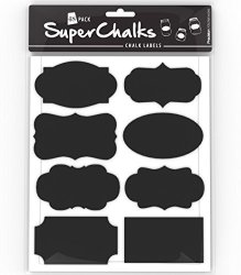 Superchalks Premium Chalkboard Labels - Fantastic For Labeling Jars - 48 Pack