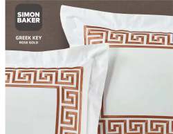 Simon Baker 400TC Egyptian Cotton Greek Key Embroidery Duvet Cover Set - Rose Gold Various Sizes - Rose Gold King 230CM X