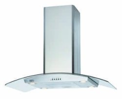 Defy 90CM Silver Curved Glass Island Extractor - CHI9427CGS - DCH323