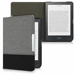 Kwmobile Case For Kobo Clara HD - Pu Leather And Canvas Protective E-reader Cover Folio Case - Grey Black
