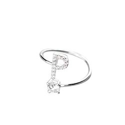 Haoricu Ladies Jewelry Ring Fashionable And Simple Opening 26 Letters With Diamond Ring