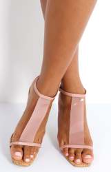 Ladies Strappy Heel Sandals - Blush - Blush UK 7