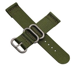 22MM Army Green Deluxe Premium Men's Wrist Watch Band Wristband Nato Style Sturdy Soft Nylon Casual Sport